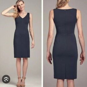 MM Lafleur Rachel Dress Ponte Sleeveless V-neck Midnight Blue Business Sz 10